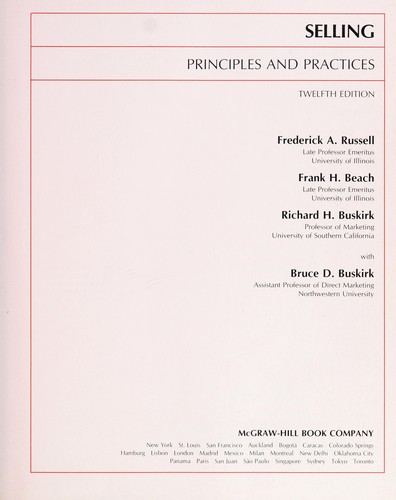 Selling:principles and practices