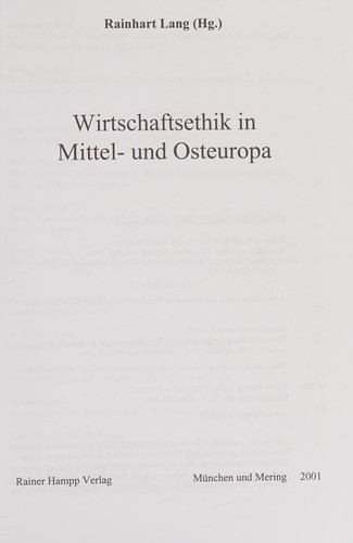 Wirtschaftsethik in Mittel und Osteuropa