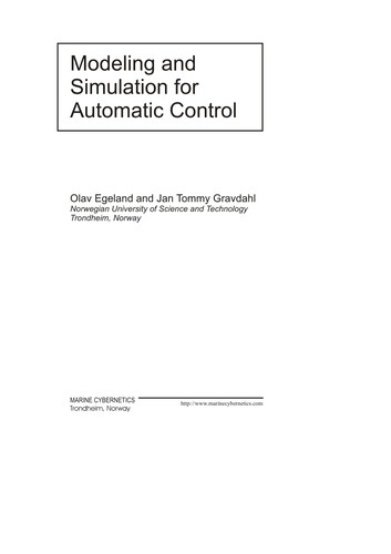 Modeling and simulation for automatic control